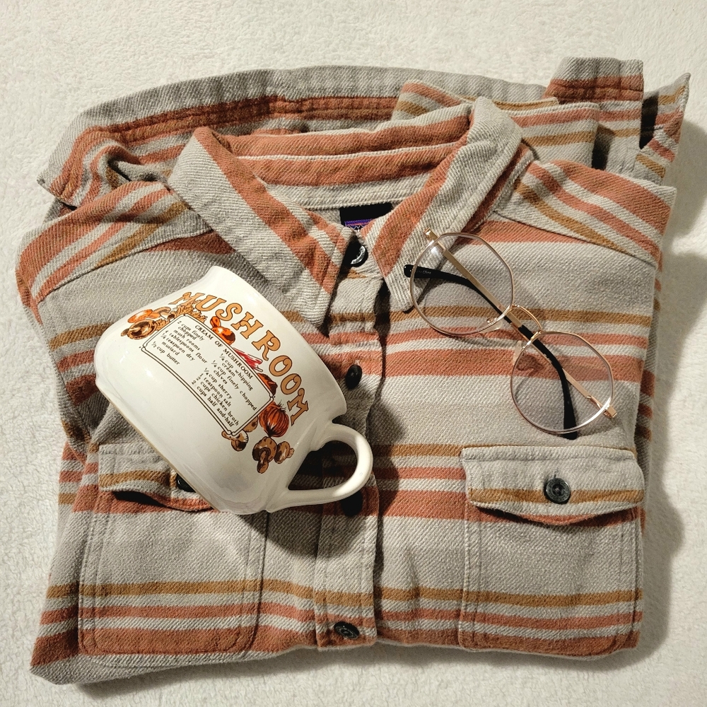 Orange and Grey Patagonia Flannel